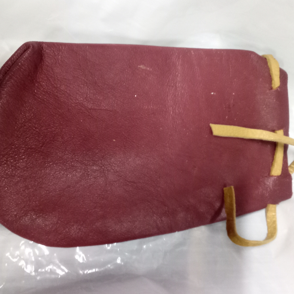Chic Burgundy Leather Cosmetic Bag
